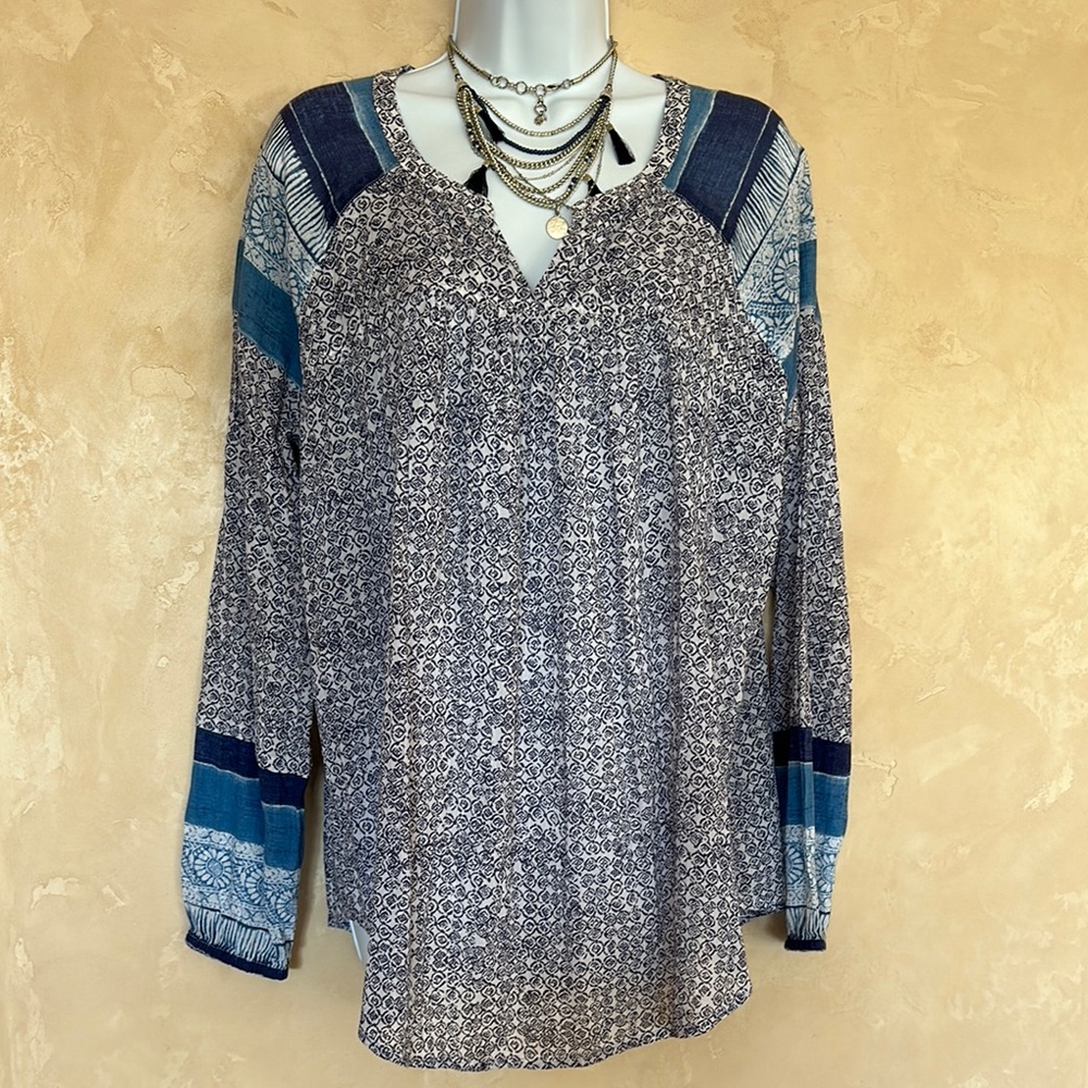 Lucky 🍀 Brand Blue Print Women's Top - L